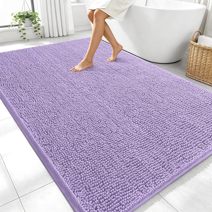 OLANLY Large Bathroom Rugs 70x46, Extra Soft Absorbent Chenille Bath Rugs by OLANLY