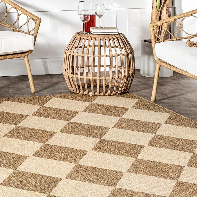 Nuloom Outdoor Performance Collection Sabina Brown/Ivory, High Traffic - Image 8