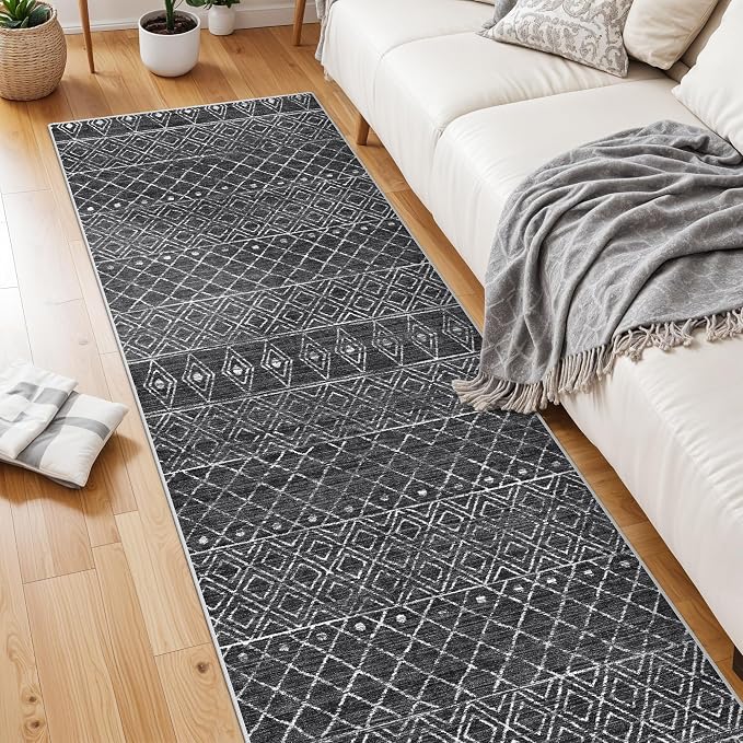 Moroccan 2'6"x8' Hallway Runner Rug: Washable Non Slip Soft Rugs - Image 3