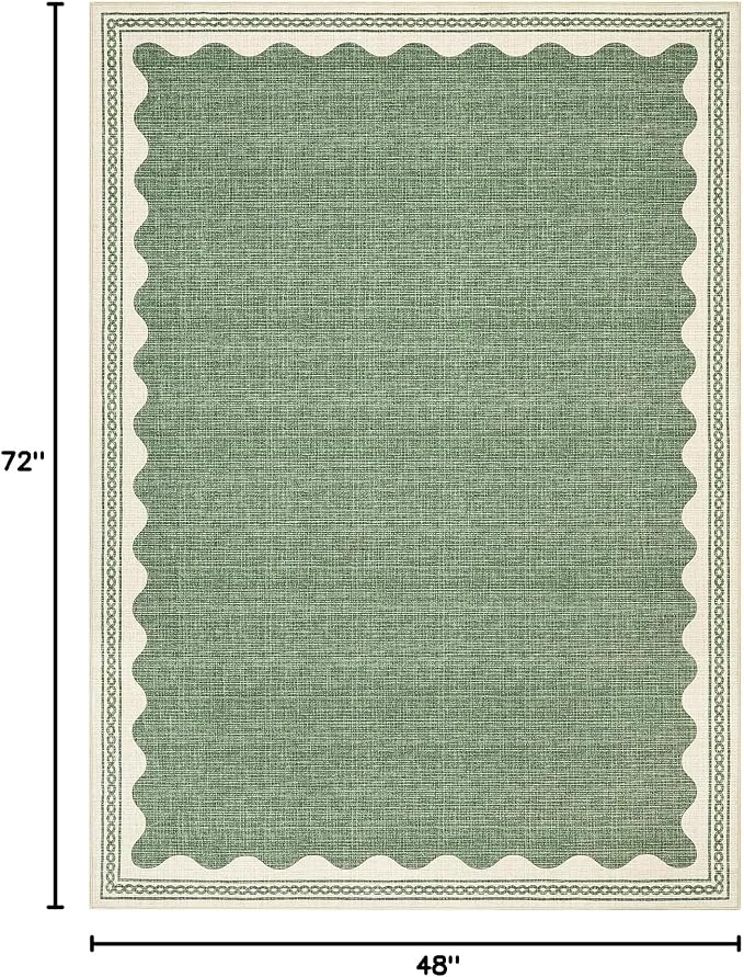 GarveeHome Scalloped 4x6 Rug Non-Slip Washable Low-Pile Carpet - Image 2