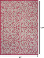 JONATHAN Y Vintage Filigree Indoor Outdoor Area Rug 8X10 Light Gray/Fuchsia - Image 2