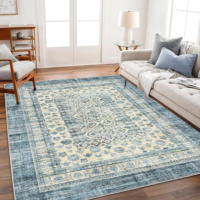 CHAMPLANT Washable Area Rug 4'x6' Vintage Traditional Floor Cover Foldable Thin by CHAMPLANT