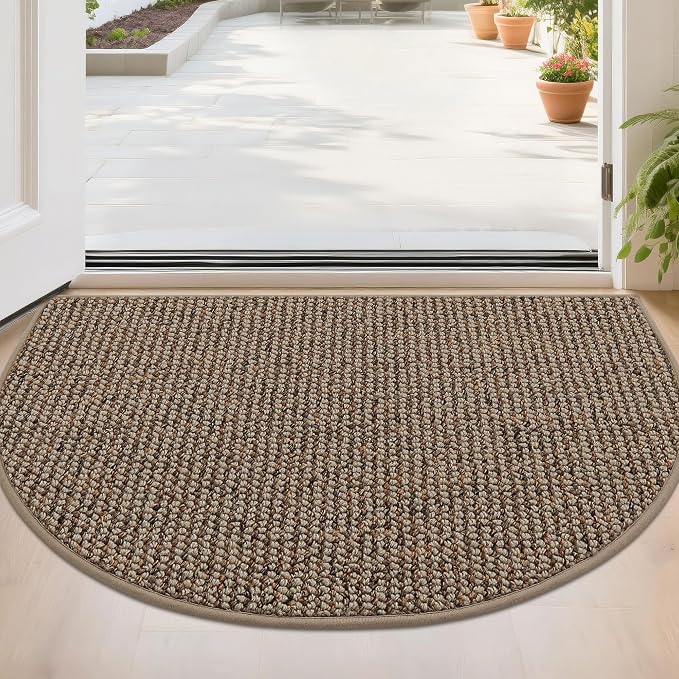 BEQHAUSE Dirt Trapper Door Mat 24" x 36" Half Circle Non-Slip Washable Doormats by BEQHAUSE