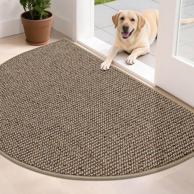 BEQHAUSE Dirt Trapper Door Mat 32" x 48" Half Circle Non-Slip Washable Doormats by BEQHAUSE