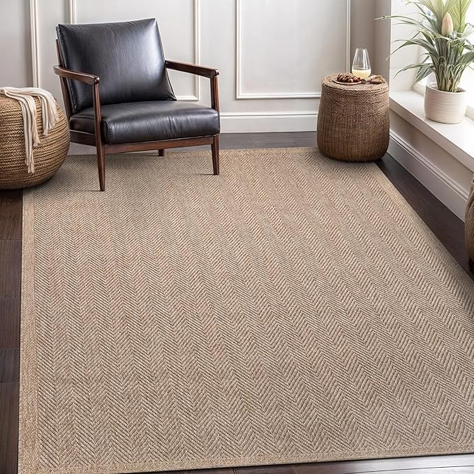 CAMILSON Easy Jute Rug 5x7, Indoor Outdoor Natural Color Fiber Area Rugs - Image 7