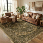 RELEANY Area Rugs 5'x7' Washable Non-Slip, Floral Vintage Distress Medallion - Image 2