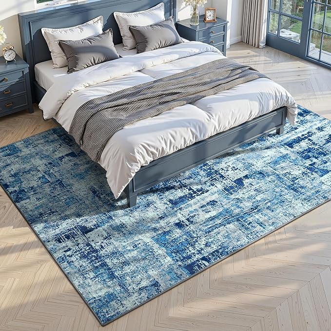 Toneed Abstract Area Rug Modern Washable Rug Soft Non Slip Rug Low Pile - Image 2