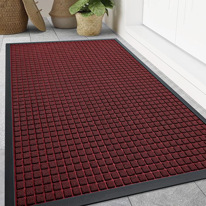 Smiry Front Door Mat Outside Entrance, Heavy Duty Natural Rubber Doormat by Smiry