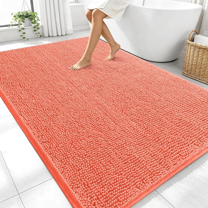 OLANLY Large Bathroom Rugs 70x46, Extra Soft Absorbent Chenille Bath Rugs by OLANLY
