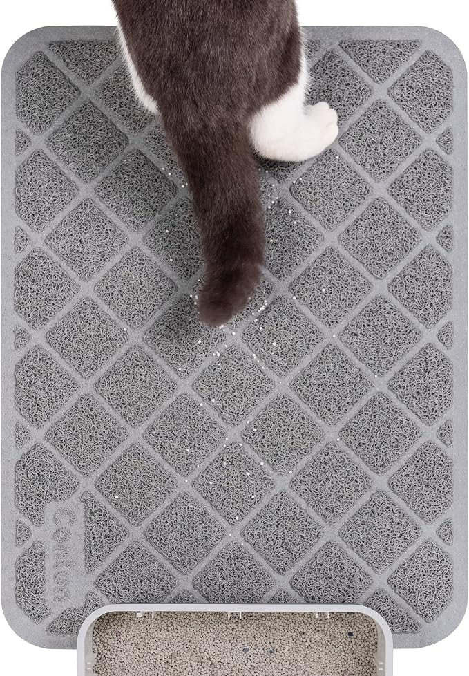 Conlun PVC Cat Litter Mat 24x15 Inch Grey, Less Waste Cat Litter Box Mat by Conlun