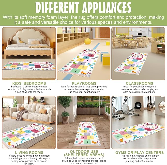Hopscotch Rug for Kids, Hopscotch Play Mat, ABC Classroom Learning Mat - Image 6