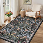 Area Rug Living Room Rugs: Floral 3x5 Washable Rug Vintage Soft Boho Non-Slip - Image 4