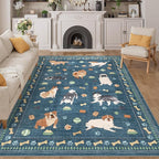 DUKINO 5x7 Rug for Living Room, Lightweight Animal Dog Print Washable Area Rug by DUKINO
