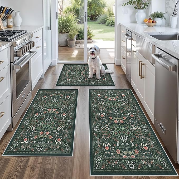 3 Piece Kitchen Rug Set, Washable Non-Slip Kitchen Mats by BYYVOORugsforYourHome