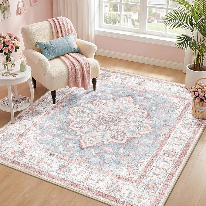 CAPALOCA Machine Washable Rugs Nursery Rug Sq4ft Cute Girl Non Slip Low Pile by CAPALOCA