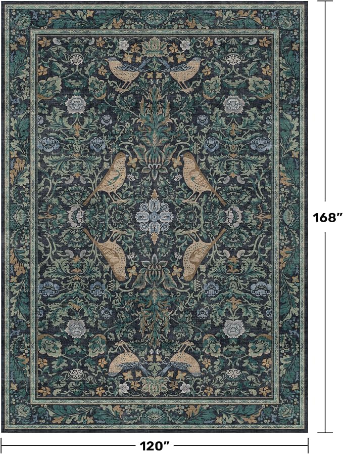 Large Washable Floral 10x14 Area Rug - Image 2
