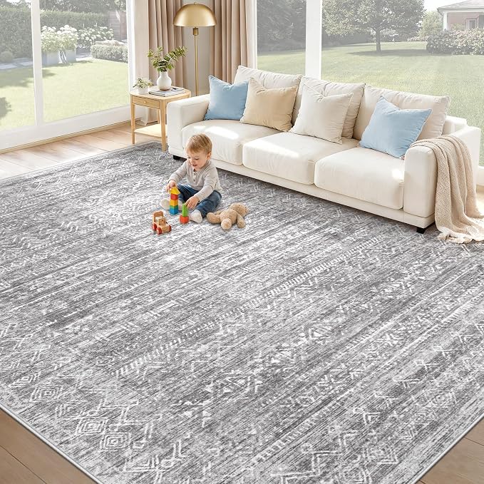Washable Rug 9x12 Area Rugs: Modern Geometric Rugs by XLUEZ