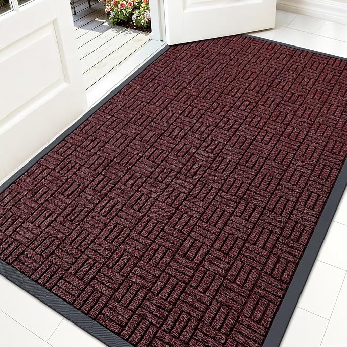OLANLY Front Door Mat Outside Entrance 59x34, Heavy Duty Sturdy Natural Rubber by OLANLY