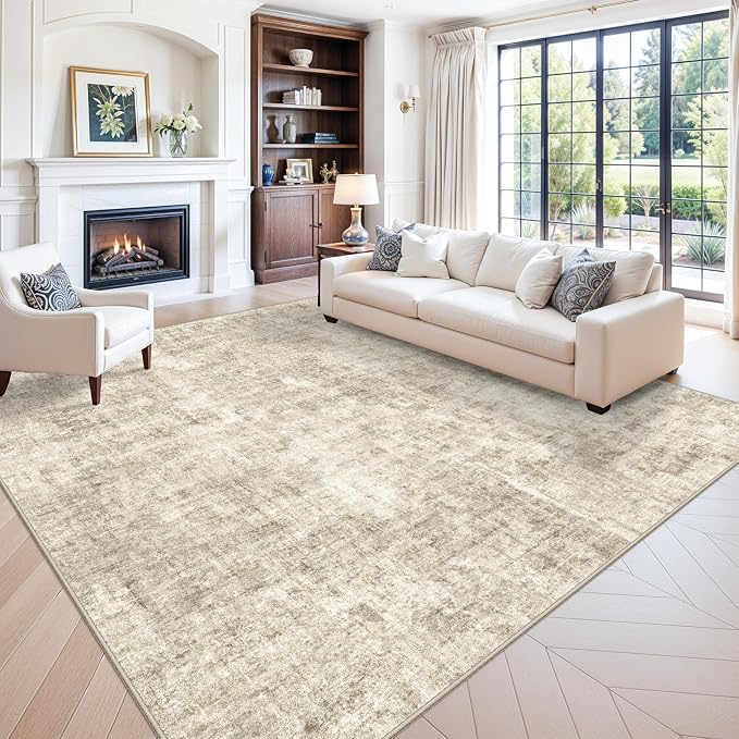 12x12ft Square Living Room Rug – Non-Slip Washable Extra Large Floor Carpet by ZHXXUJ