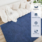 Litanika 4x6 Shag Area Rug for Living Room Bedroom, Dark Blue High Pile Ultra - Image 4