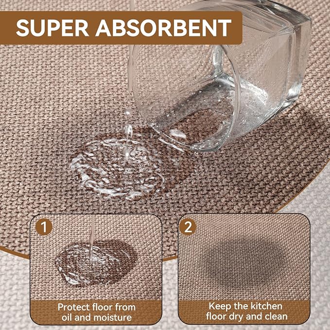 YDKGL Kitchen Rugs Mat Non Slip Washable, Linen-Look 0.3" Thick Soft Cushioned - Image 5