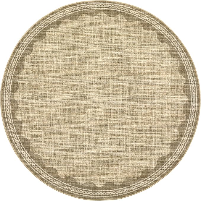 GarveeHome Scalloped Jute Print 6 ft Round Rug Washable Non-Slip Soft - Image 5