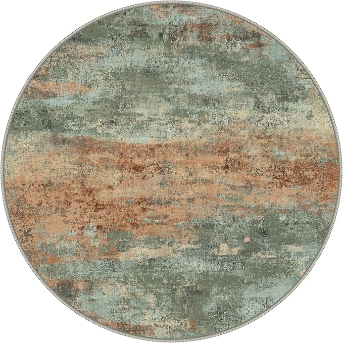 BEIMO Round Rugs 5ft for Living Room Bedroom, Modern Abstract Machine Washable - Image 2