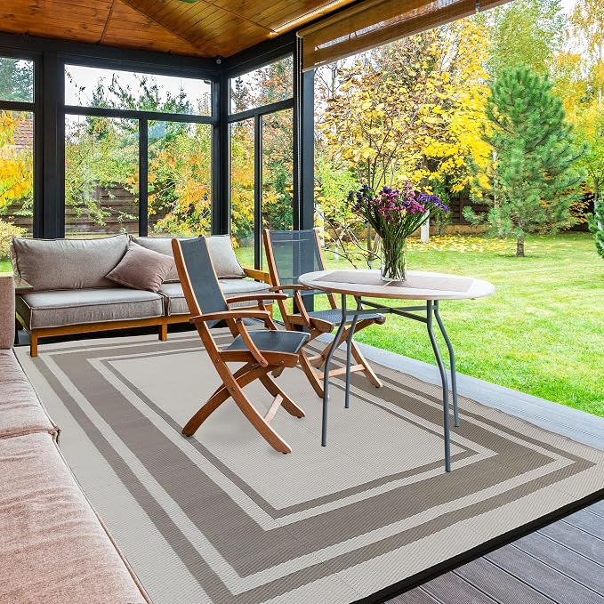 RURALITY Outdoor Rugs 5x8 for Patios Clearance, Waterproof Plastic Straw Mats - Image 6