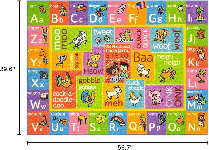 KC Cubs 3x5 ABC Alphabet Animal Sounds Rug – Educational Non-Slip Carpet Play - Image 3