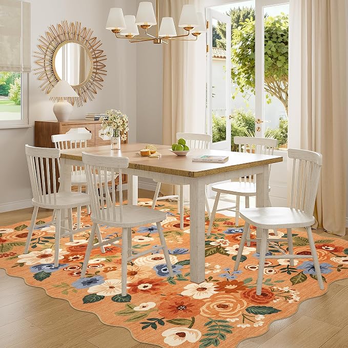 DUKINO 6x9 Area Rug, Floral Washable Rugs - Image 3