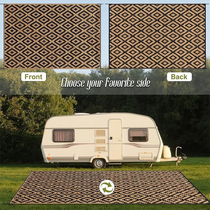 SAND MINE Reversible Mats, Plastic Straw Rug, Modern Area Rug, Large Floor Mat - Image 3