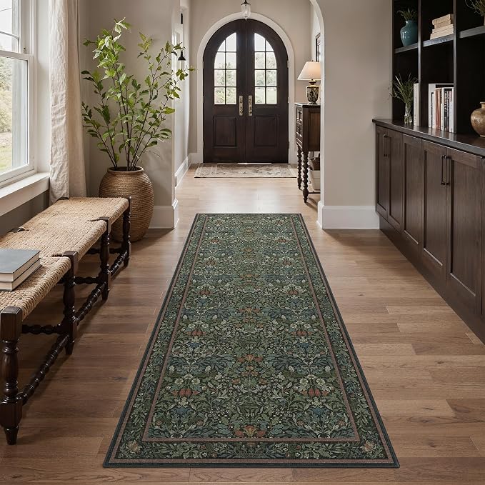 GENIMO Washable Floral Runner Rug 2’6” x 7’, Non-Slip Long Hallway Carpet by GENIMO