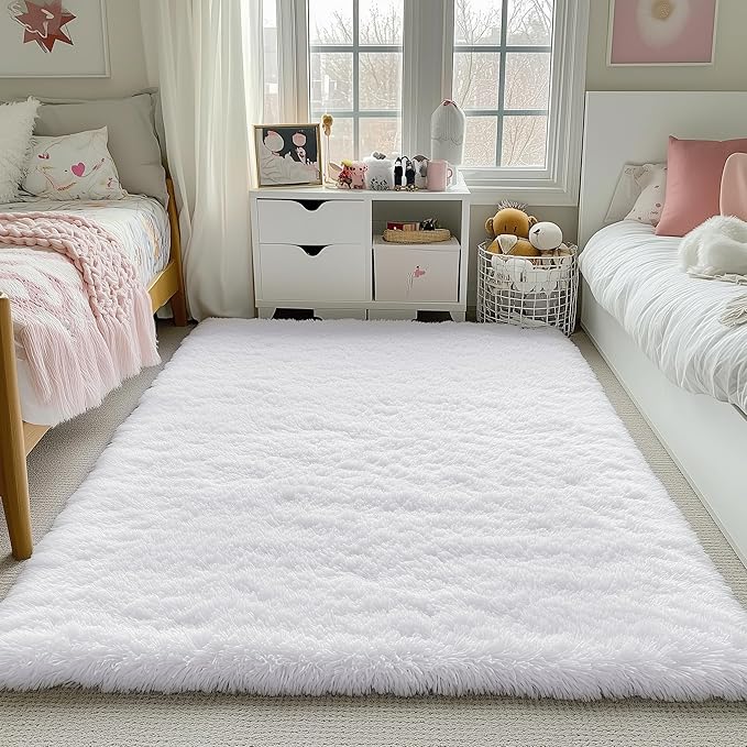 PAGISOFE White Fluffy Shag Area Rugs - Image 6