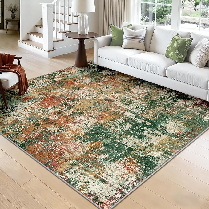 RELEANY Washable Area Rugs Square 8ft Non-Slip Modern Abstract Soft by RELEANY