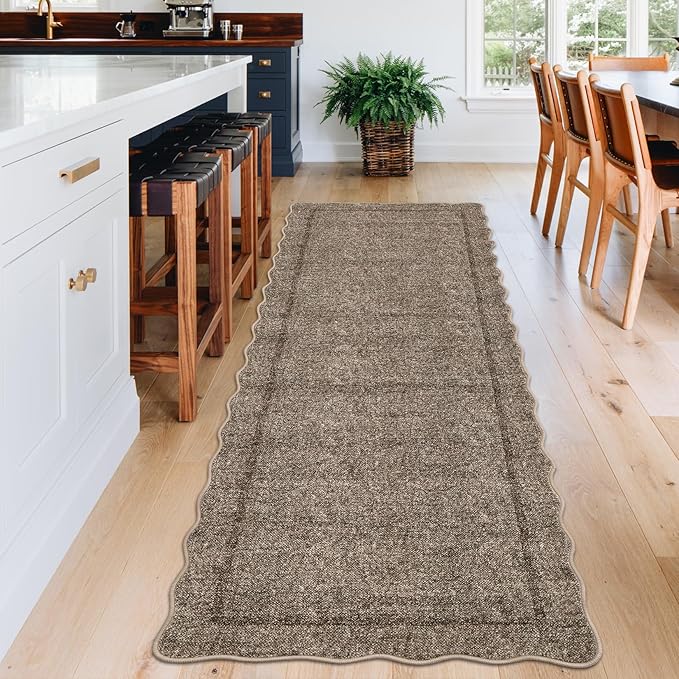 GarveeHome Scalloped Washable Runner Rug 2x8 Runner Modern Non Slip Kitchen - Image 2