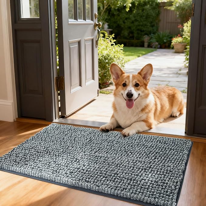 Bedsure Dog Door Mat for Muddy Paws, High-Low Absorbent Chenille Indoor by Unknown
