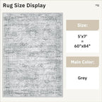 Soalmost 5x7 Area Rugs Gray Low Pile Indoor Washable Trendy Faded Style Rugs - Image 5
