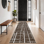 Non Slip Hallway Runner Rug 2x8, Modern Distressed Stripe, Washable Long Rug - Image 3