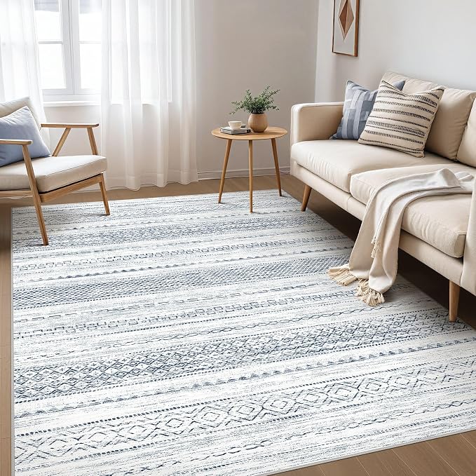 Nakagishi 5x7 Area Rugs Living Room: Washable Boho Large Neutral Soft Farmhouse by NakagishiAreaRug