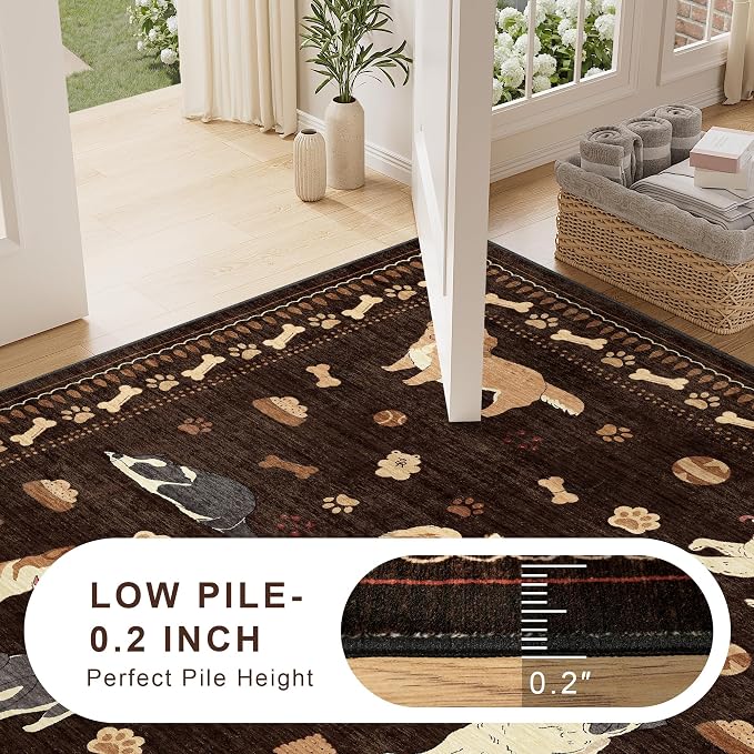 DUKINO 5x7 Rug for Living Room, Lightweight Animal Dog Print Washable Area Rug - Image 7