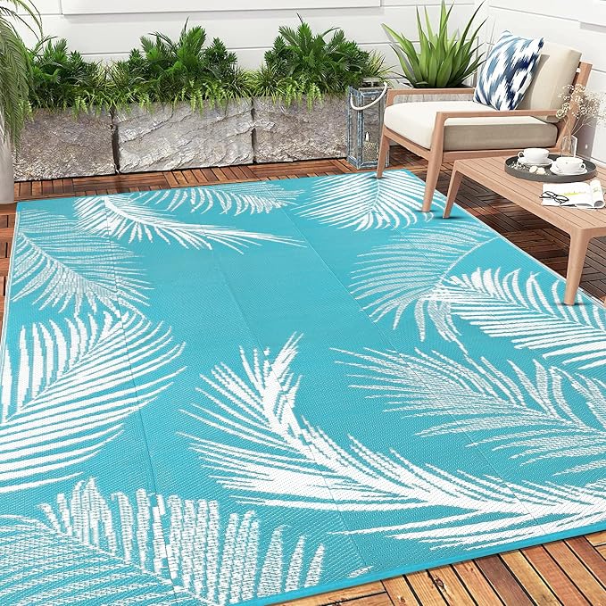 Pauwer Waterproof Outdoor Rug 10x14, Reversible Plastic Straw Patio Camping Rug - Image 8