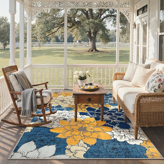 GENIMO Indoor Outdoor Area Rug 4'x6', Machine Washable Rugs - Image 7