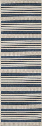 SAFAVIEH Courtyard Collection 2'3' x 18' Navy/Beige CY6062 Stripe Indoor/ - Image 2