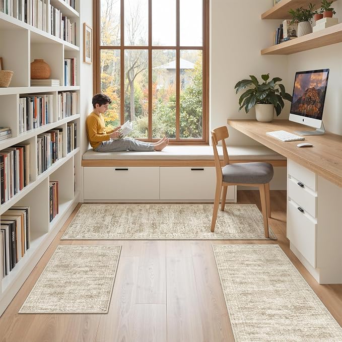 Washable Kitchen Rugs Sets of 3 Piece, Hallway Runner Rug Non-Slip - Image 3