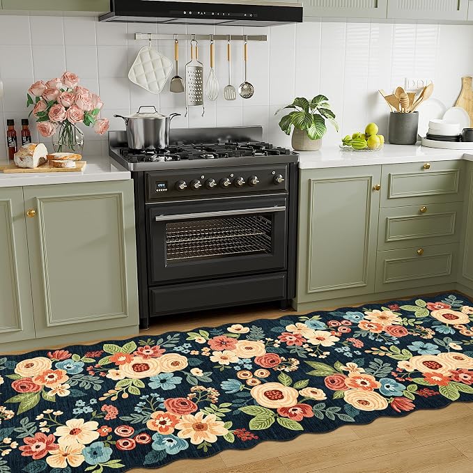 DUKINO 2.6x10 Runner Rug for Hallway, Lightweight Washable Floral Kitchen Rug - Image 3