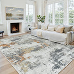 Area Rug 6x9 Living Room Rug Washable: No-Slip Abstract Soft Thin Large Grey by Oriannal