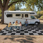 Garvee Waterproof Outdoor Rug 10x14, Checkered Foldable Plastic Straw Patio - Image 7