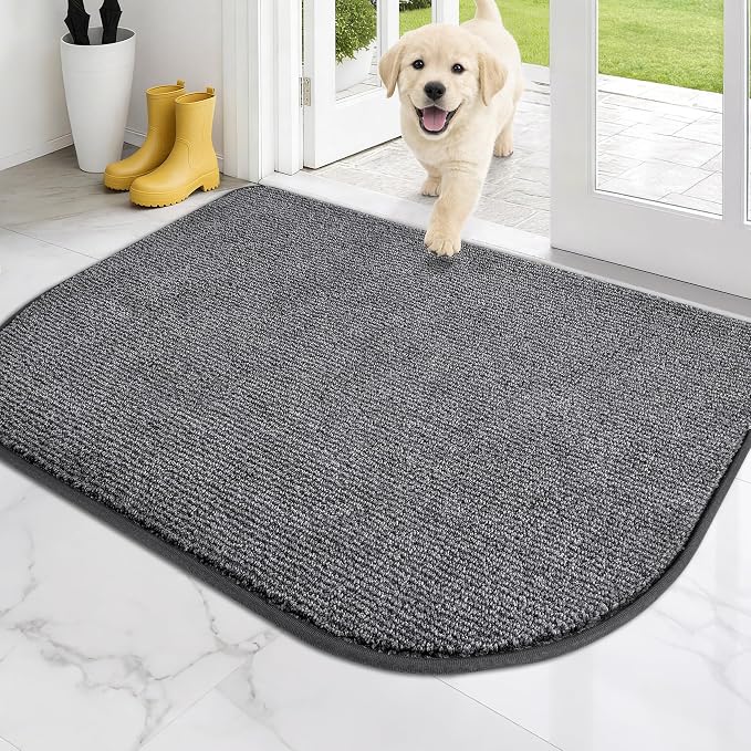 PURRUGS Dirt Trapping Door Mat Half Round 32" x 47", Non-Slip Machine Washable by PURRUGS