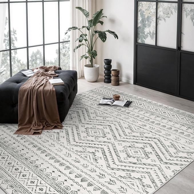 Miukiki 6x9 Area Rug for Living Room Moroccan Washable Rugs Non Slip Indoor by Miukiki