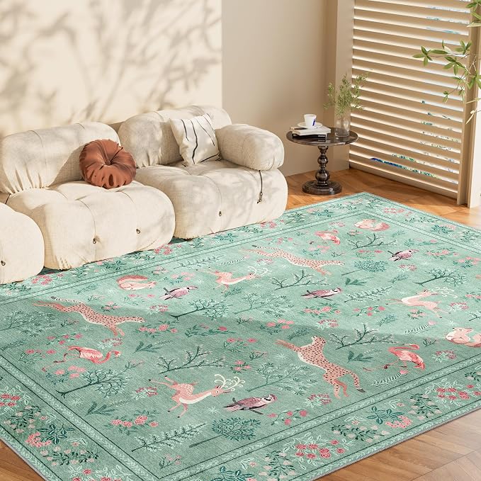 DUKINO 5x7 Rug, Washable Animal Living Room Rug - Image 9